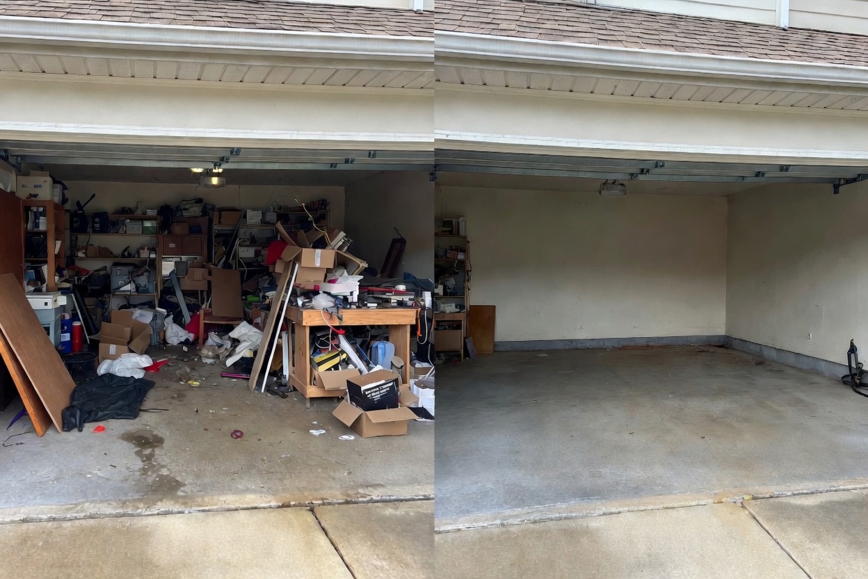 Garage junk removal before and after