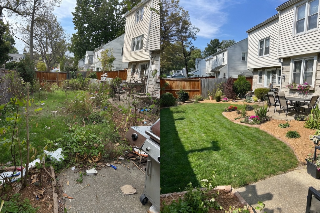Landscaping before and after transformation